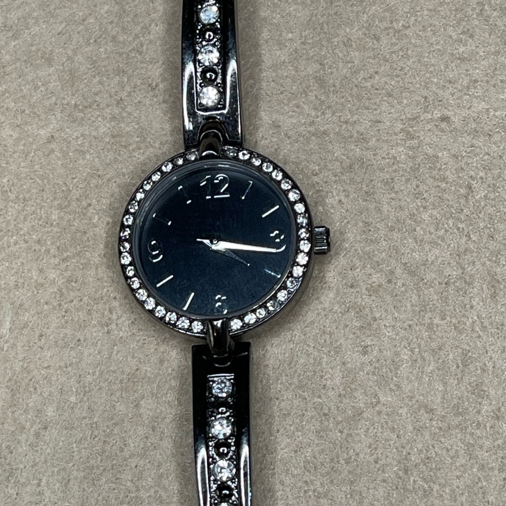 Elegant Black Women's Watch with Crystal Accents
